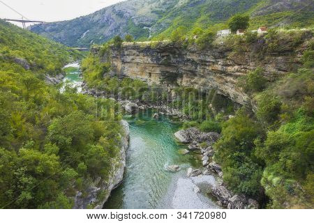 Tara River Canyon, Mountains And Forests Around In The Durmitor Nature Park, Montenegro