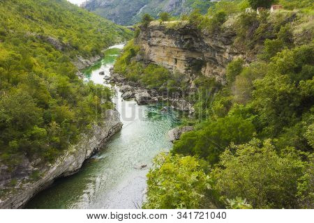Tara River Canyon, Mountains And Forests Around In The Durmitor Nature Park, Montenegro