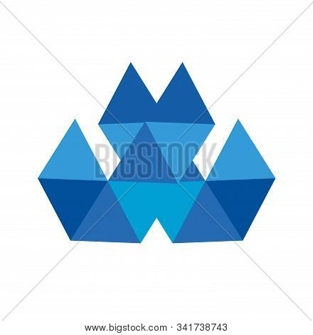 W, Wa, Jl Initials Triangle Geometric Polygonal Blue Diamond Vector Illustration And Logo
