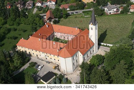 SAMOBOR, CROATIA - JUNE 19, 2011: Church of the Assumption of the Virgin Mary and Franciscan Monastery in Samobor, Croatia