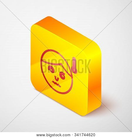 Isometric Line High Human Body Temperature Or Get Fever Icon Isolated On Grey Background. Disease, C