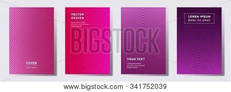Minimalist Cover Templates Set. Geometric Lines Patterns With Edges, Angles. Abstract Backgrounds Fo