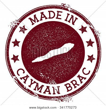Made In Cayman Brac Stamp. Grunge Rubber Stamp With Made In Text And Island Map. Energetic Vector Il