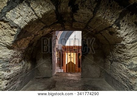 Jerusalem, Israel, December 28, 2018 : The Interior Of The St. Nicholas Church Dungeon In Bayt Jala 