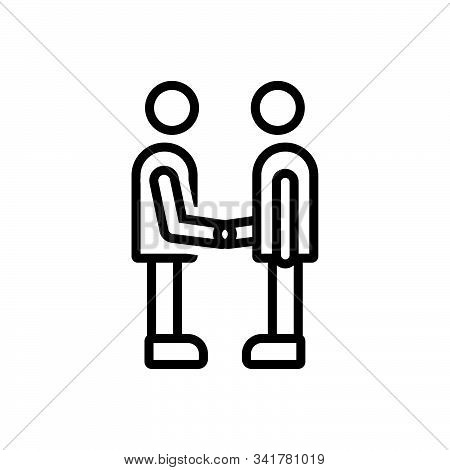 Black Line Icon For Partner Fellow Companion Friend Buddy Dost Handshake