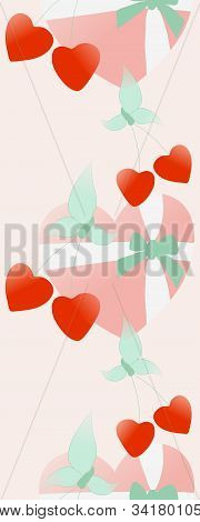 Vertical Seamless Border With Candy Box And Cherry