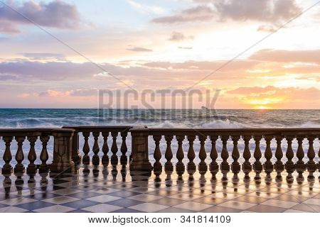 The Terrazza Mascagni Is A Wide Sinuous, Suggestive Belvedere Toward The Sea In Leghorn, Italy