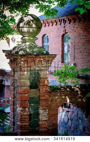Lentvaris, Lithuania - May 19, 2018: Architectural Details Of Lentvaris Manor, Xix Century Manor, Bu