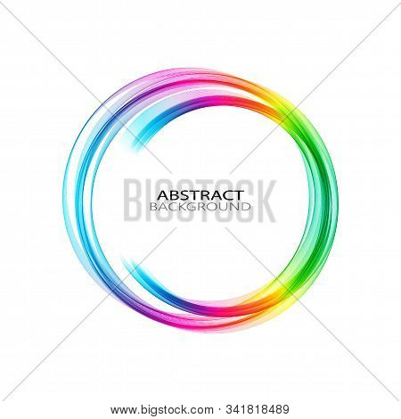 Abstract Transparent Colorful Swirl Circle. Round Frame Or Banner With Place For Your Content. Eps 1