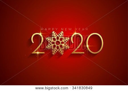 Elegant Red And Gold Happy New Year 2020 Background Card