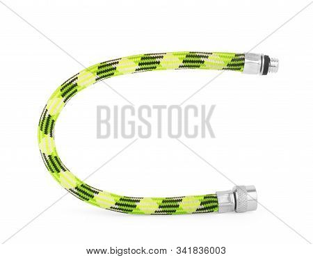 Taps And Green Hose Isolated On A White Background