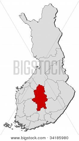 Mapa da Finlândia, Finlândia Central destacada