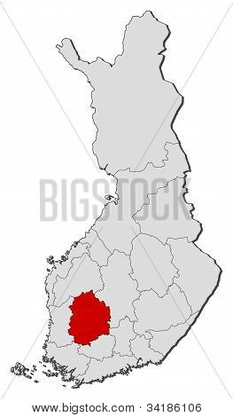 Mapa Finska, Pirkanmaa zvýrazněny