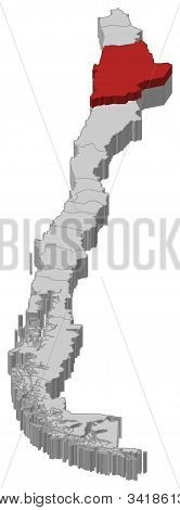 智利、 Antofagasta 突出显示的地图