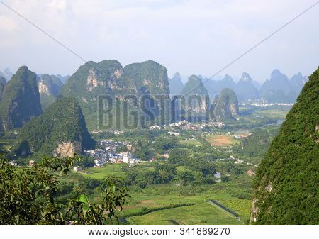 Mountains In Yangshuo. Chinese Landscape. Asian Nature.