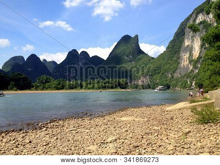 Mountains In Yangshuo. Chinese Landscape. Asian Nature.