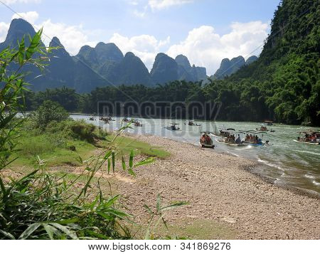 Mountains In Yangshuo. Chinese Landscape. Asian Nature.