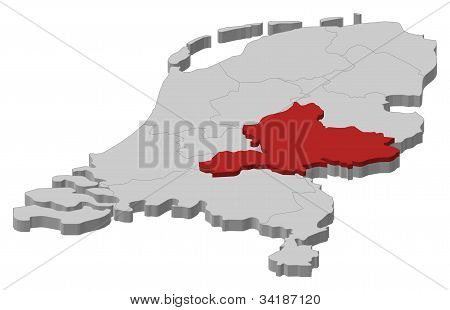 Mapa Holandia, Geldria wyróżnione