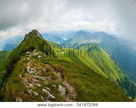 Summer landscape of Switzerland mountain nature at Rochers-de-Naye