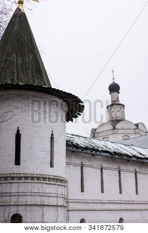 Old Savior St. Andronicus Monastery, Moscow. Old Church In Russia.