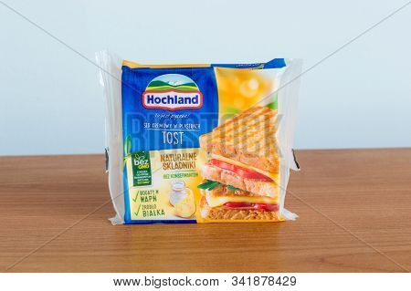 Pruszcz Gdanski, Poland - September 22, 2019: Pack Of Hochland Tost Sliced Cream Cheese.