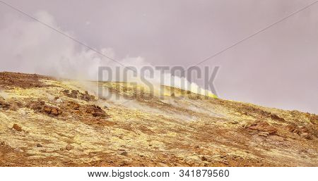 Sulfur Gas Coming Out From Taftan Volcano In Iran