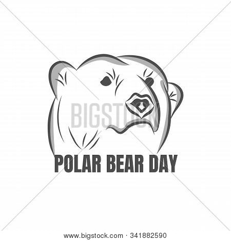 Polar Bear Day. Flat Color Vector Isolated Stock Image Of A Polar Bear On A White Background