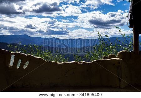 Amazing Panoramic View Of The Vilcabamba Valley From A Wild Balcony. Sky Full Of Clouds. Loja, Ecuad