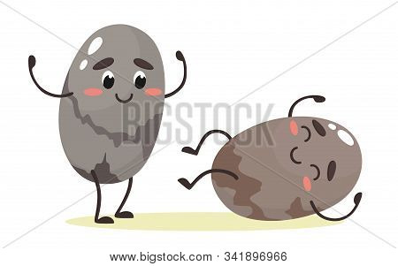 Cartoon And Funny Chia Seeds. Vector Characters In Cartoon Flat Style On A White Background.