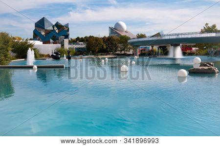 Poitiers, France - September 18 2010: Park of futuroscope attrraction fun park for film and movies film games