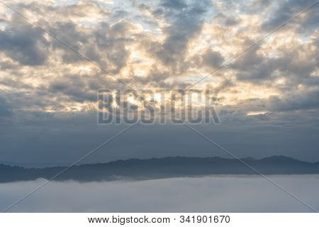 Beautiful View Of Sea Of Mist At Ayersweng View Point In The Morning In Public Park In Betong, Thail