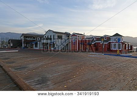 Santa Barbara, California - May 18, 2019 Stearns Wharf At Sunrise