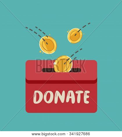 Donate, Finance. Fundraising In Donation Box Vector Illustration