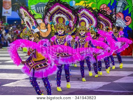 Bacolod , Philippines - Oct 28 : Participants In The Masskara Festival In Bacolod Philippines On Oct