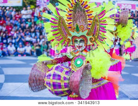 Bacolod , Philippines - Oct 28 : Participants In The Masskara Festival In Bacolod Philippines On Oct