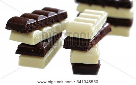 Chocolate Is White And Black. Porous Chocolate. Dessert. Cocoa.