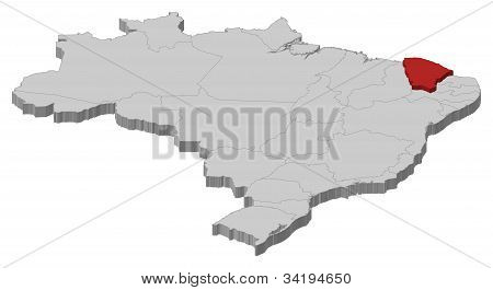 Map Of Brazil, Ceará Highlighted