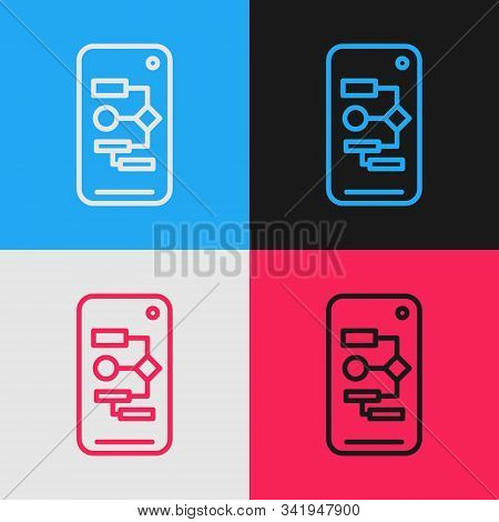 Color Line Algorithm Icon Isolated On Color Background. Algorithm Symbol Design From Artificial Inte