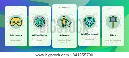 Super Hero Onboarding Mobile App Page Screen Vector
