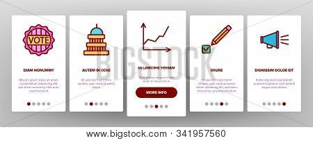 Voting And Elections Onboarding Mobile App Page Screen Vector. Including Ballot Voiting Box, Vote An