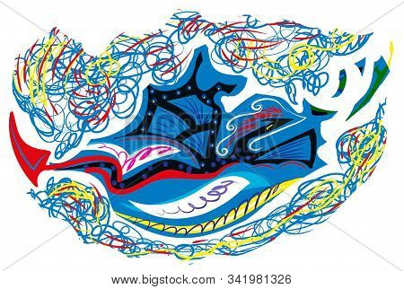Abstract Illustration Of Dragon Flying On The Sky.
Colorful Illustration Of Wild Bird Character.