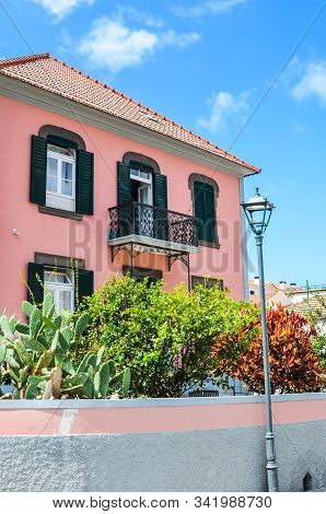 Ribeira Brava, Madeira, Portugal - Sep 9, 2019: Traditional House In Madeiran City. Building With A 