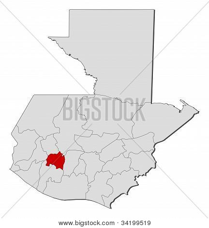 Map Of Guatemala, Sololá Highlighted