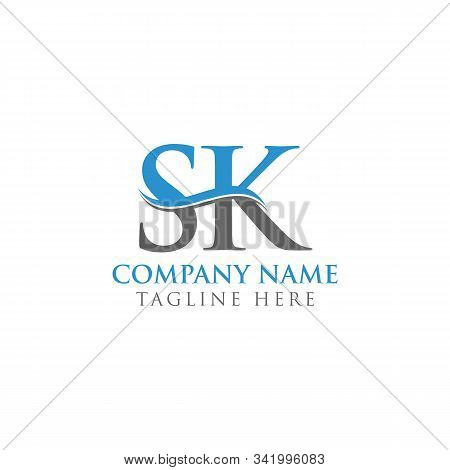Swoosh Letter Sk Logo Design Vector Template. Water Wave Sk Logo Vector.