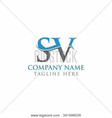 Swoosh Letter Sv Logo Design Vector Template. Water Wave Sv Logo Vector.