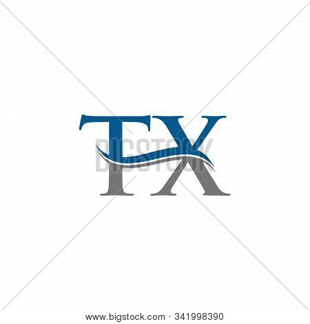 Swoosh Letter Tx Logo Design Vector Template. Water Wave Tx Logo Vector.