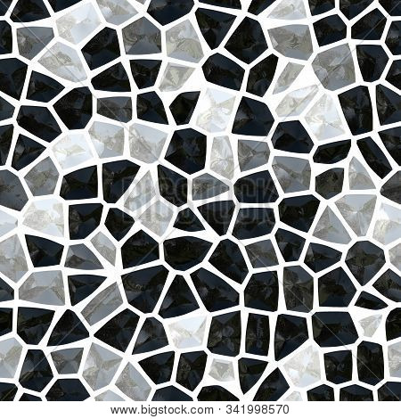 Black And White Abstract Mosaic Seamless Pattern Design Background
