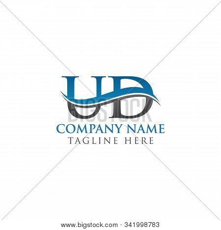 Swoosh Letter Ud Logo Design Vector Template. Water Wave Ud Logo Vector.