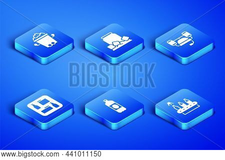 Set Conveyor Band, Beer, Ice Bucket, Plastic Bottle, Beer Menu, Cold Can And Helmet Icon. Vector