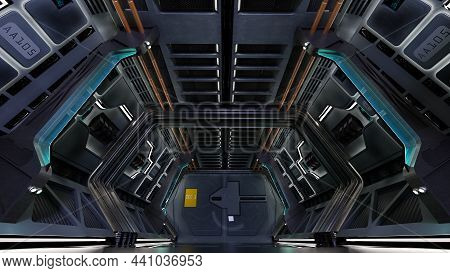 3d Rendering Of A Futuristic Sceince Fiction Corridor